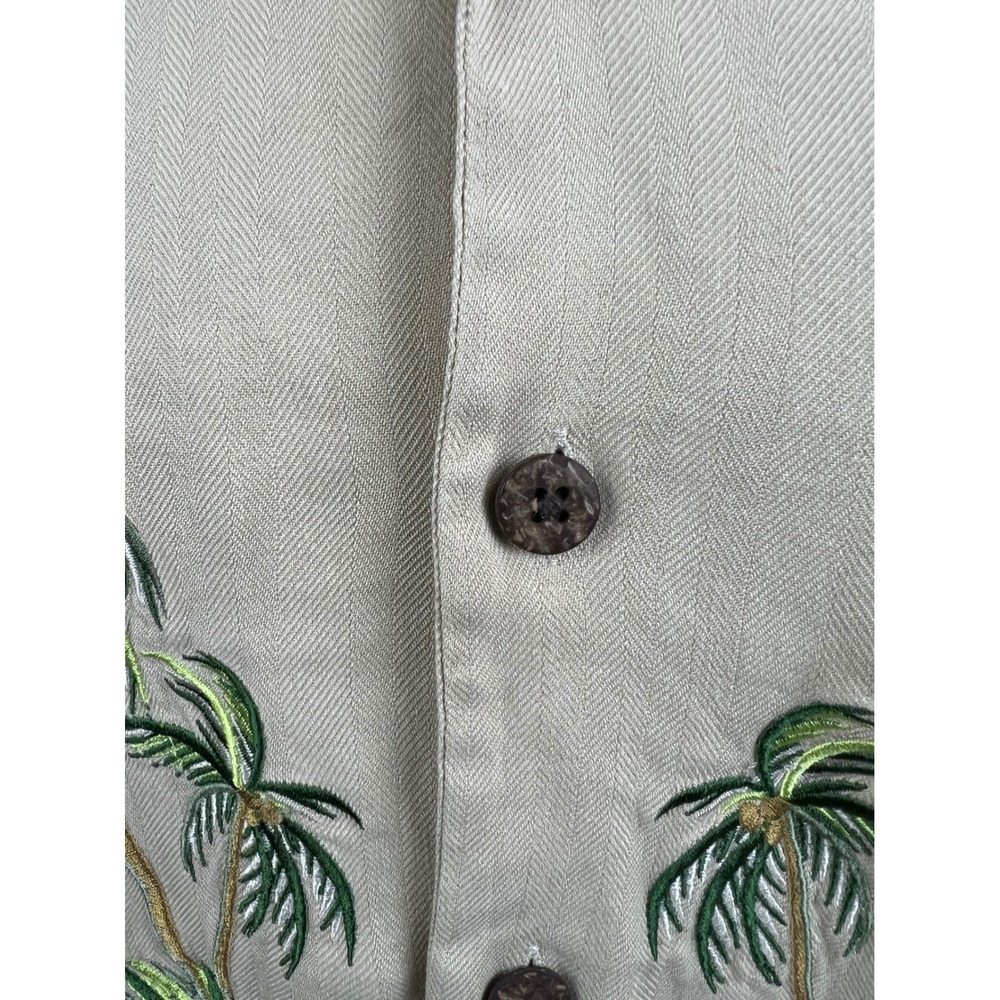 Club Tiki Classics Silk Button Up Shirt Palm Tree Embroidered Mens XL - Picture 2 of 5